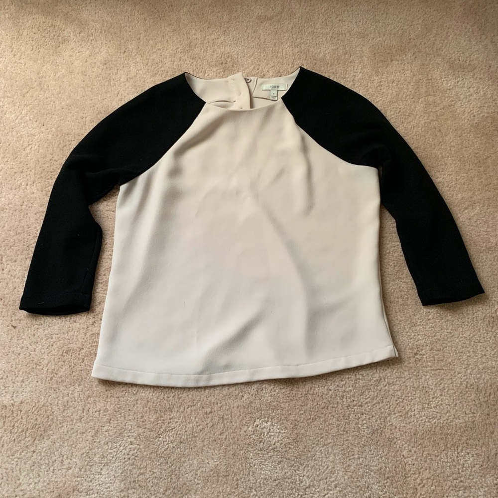 J. Crew womens black and cream dress top size 4